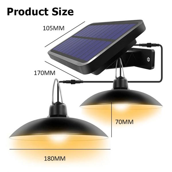 Solar LED Pendant Lights Outdoor IP65 Waterproof Double Head Indoor Solar Wall Lamp Remote Chandelier For Garden Patio Path Yard