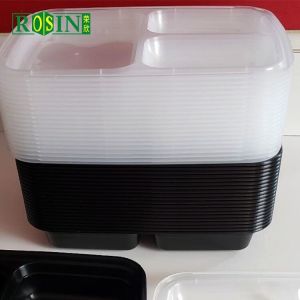 Square 3 Compartment Takeaway Food Container 1000ml Disposable Takeaway