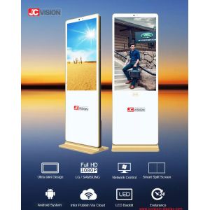 Android/Windows OS 65 inch White Floor Stand Digital Signage for Displaying 4k-
