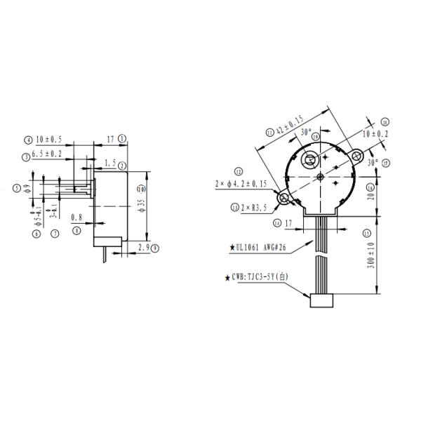 35mm Geared Stepper Motor 5v 12VDC PM Permanent Magnet Type Easy To Control 35BYJ46