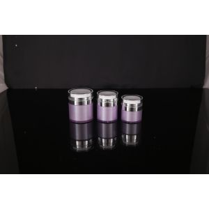 Cream Gel 15ml Acrylic Airless Pump Jar Reusable Round Shape