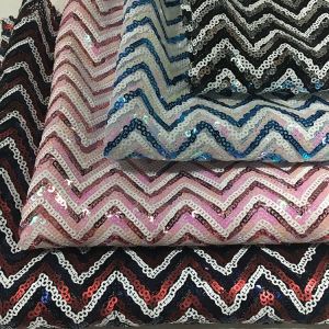 Fluorescent Colorful Glitter Sequin Fabric SGS Certificaiton 100% Polyester