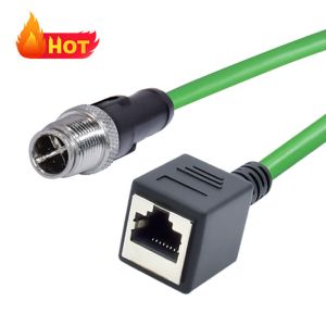 M12 8 Pin X-Coded Male to RJ45 Gigabit Ethernet Cable IP67