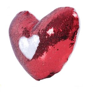 Personalized Heart Shape Sublimation Sequin Pillow Covers Heat Transfer Glitter