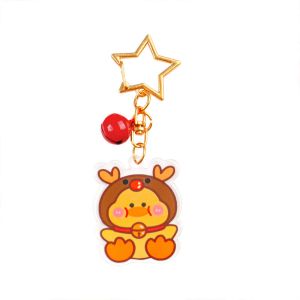 Custom Christmas Festival Acrylic Keychain Metal Ring Transparent Cute Cartoon