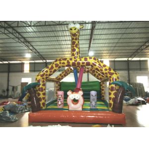 Amusement Park Custom Made Inflatables Giraffe Bounce Combo Enviroment -
