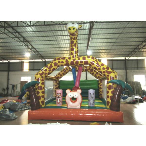 Amusement Park Custom Made Inflatables Giraffe Bounce Combo Enviroment -
