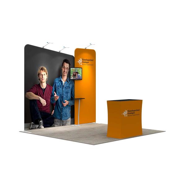Quality Polyester Fabric Convention Exhibit Displays Heat Transfer Printing Curved Shape wholesale