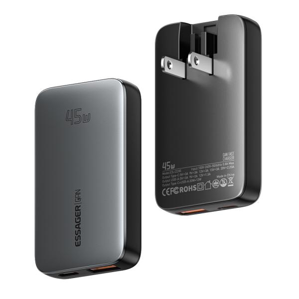 Quality ESSAGER ES-CD48 Series 2 Ports 45W Type C Quick USB Fast Charger with ABS Material wholesale