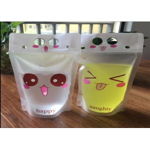 Juice Drink Stand Up Bags Custom Printing CMYK Color FDA Certificate With Handle