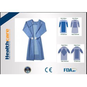China Blue Fluid Resistant Disposable Surgical Gowns EO Sterilize Reforced Chemotherapy Gown on sale
