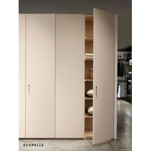 Customized White Modern Wardrobe with Leather Door Penals