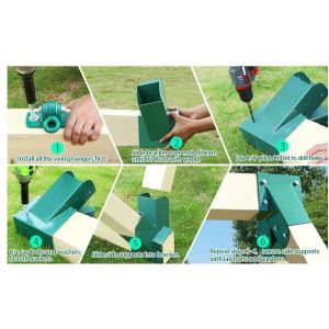 Stable and Sturdy Green Coated A-Frame Swing Set Bracket for 2 4x4 Legs and 1