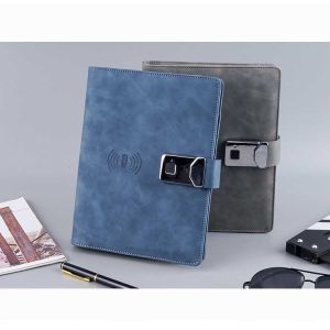 Waterproof Multiscene PU Leather Notebook , Recyclable Notepad With Power Bank