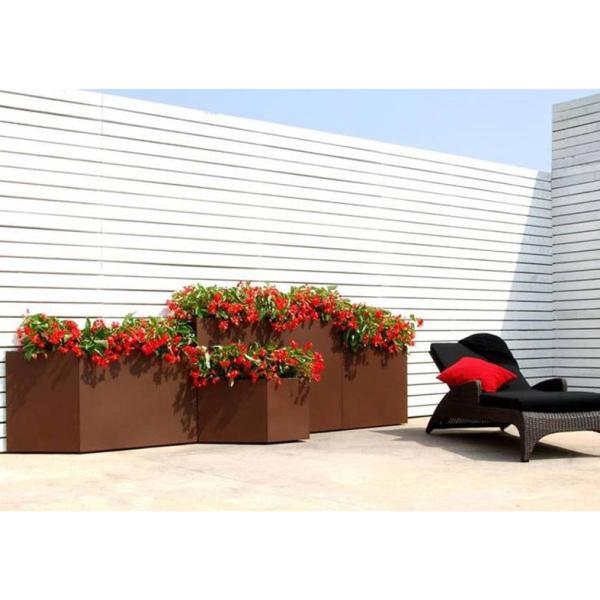 Quality Modern Rectangular Rusty Corten Steel Planter Anti Corrosion Classic Design wholesale
