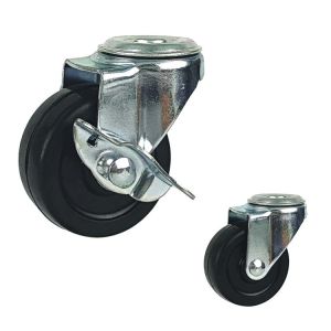 40kg Loading 2.5inch Rubber Light Duty Casters With Side Brake