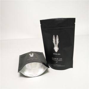 Matte Black Food Packaging Films Stand Up Coffee Bags Custom Logo With Top Zipper