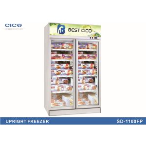 Electric 2 Door Upright Commercial Fridge LOW - E Glass Customized Size