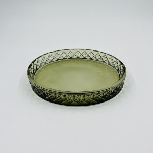 Glass Bathroom Accessories Set Green Color Round Shape Diamond Pattern Soap