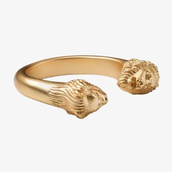 Quality Adjustable Mens Lion Head Ring 18K Gold Size 5 - Size 10 Brass Lion Ring wholesale