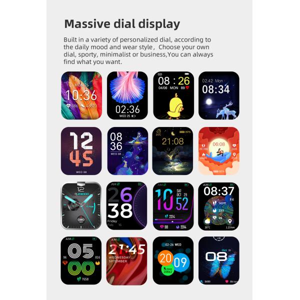 Square 1.28Inch Full Touch Smartwatch Fitness With Weather Display