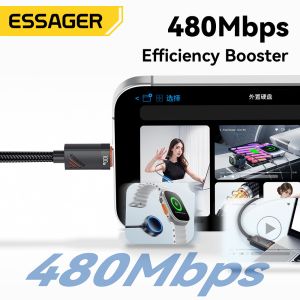 ESSAGER ES-X66 2 in 1 Cable USB C to Type C Lighting Data Charging Cable