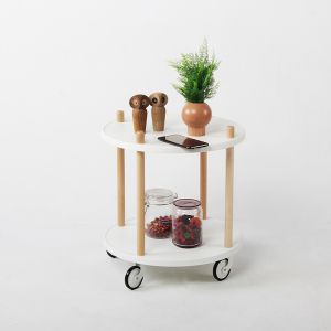 Foldable Double-Shelf Modern Side Table with Customized Color Storage Trolley