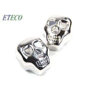 Tasteless Odorless Stainless Steel Skull Ice Cubes Metal Finish Non Reactive