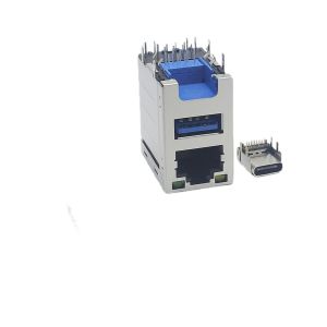 8P8C Female Ethernet RJ45 Jack Connector USB 3.0 With Dual USB Plug