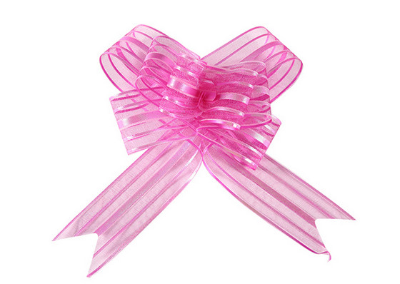 Quality Organza Stripe Large 6 inch / 50mm Butterfly Pull Bows , green purple pull string bow ribbon wholesale