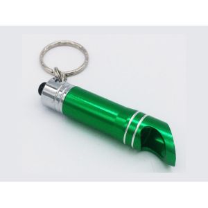China Promotional Personalized Anodized  Laser Etch Aluminum Keychain  Beer Bottle Opener Mini Flashlight Key Ring on sale