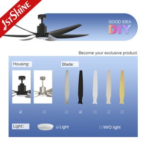 66 Inches Black Ceiling Fan Office Smart Design with LED Light and 10- from