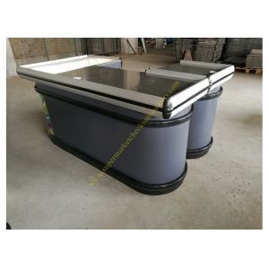Oval Shape Cashier Checkout Counter With LED Light / Electric Money Counter