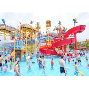 Fiberglass Aqua Playground Equipment Natural Forest Theme Water House For Resort