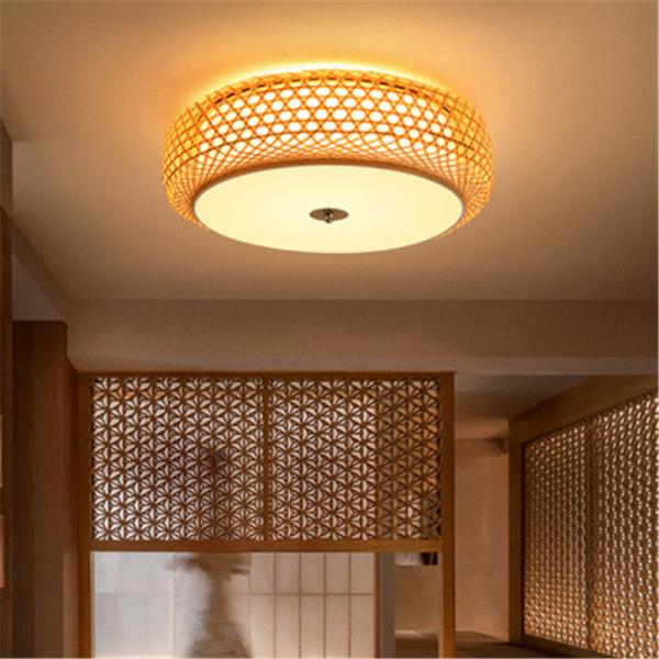 Bamboo Wicker Rattan Lantern Shade flush mount ceiling light(WH-WA-40)