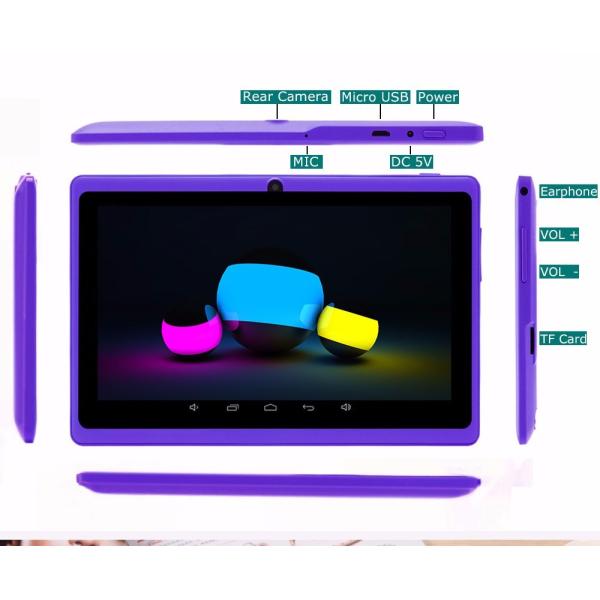 China Factory 5 Colors 8GB Q88 7 inch Tablet PC Allwinner A33 Quad-Core 512MB/8GB 1024x600 Dual Camera WIFI 2500mAh WIFI