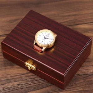 Square Vintage Watch Display Case With Matte Finish Velvet Lining Drop Proof