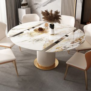 Bedroom Rock Board Dining Table Retractable Rotation