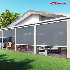 China Facade Sunshade Zip Track Motorised Roller Blinds Pvdf Surface on sale