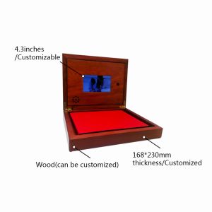 Wooden School Presentation Boxes With LCD Screen Video Brochure Wooden Box