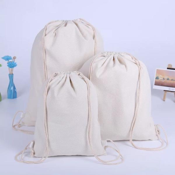 Quality Eco Friendly Cotton Canvas Drawstring Bag With Heat Transfer Printing wholesale