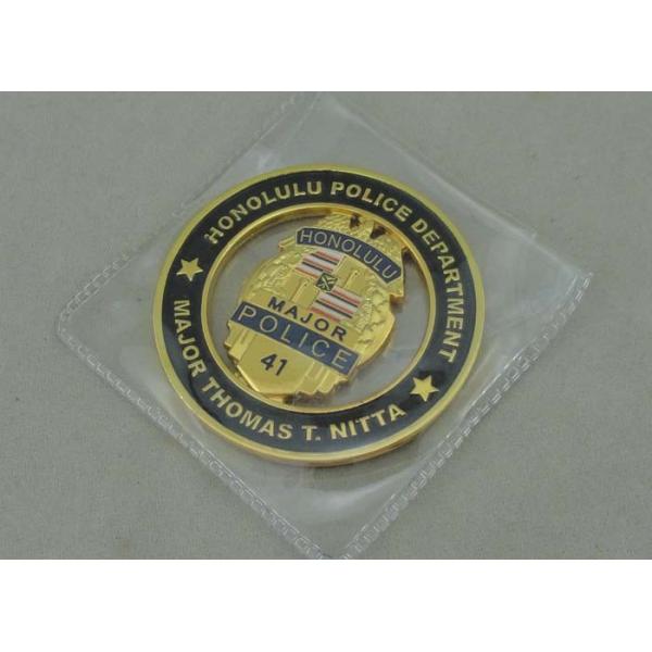Soft Enamel Personalized Coins Honolulu Police Department , Gold Plating 3D Zinc