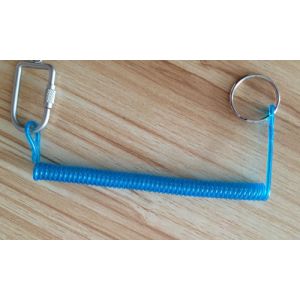 Custom OEM Simple Stretchable Platic Coil Key Ring w/Rectangle Connector Ring