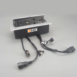 Square Silver Desk Pop Up Sockets Zinc Alloy With Power Outlet 265*130mm