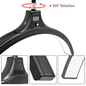 Beauty Salon 6500K LED Half Moon Light 360 Degree Rotate Eyebrow Tattoo Eyelash