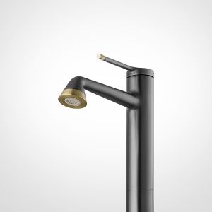 Contemporary 251mm Basin Mixer Faucet Gun Gray Polished Surface