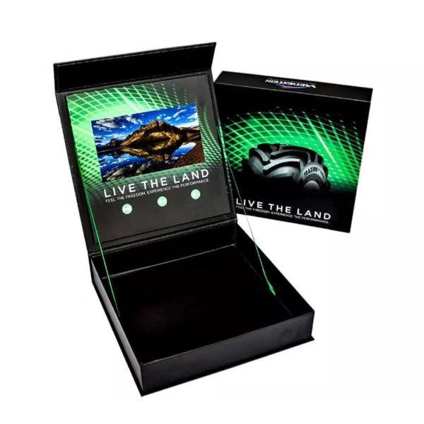 7" HD auto play LCD video box, light-operated or magnet control cardboard LCD