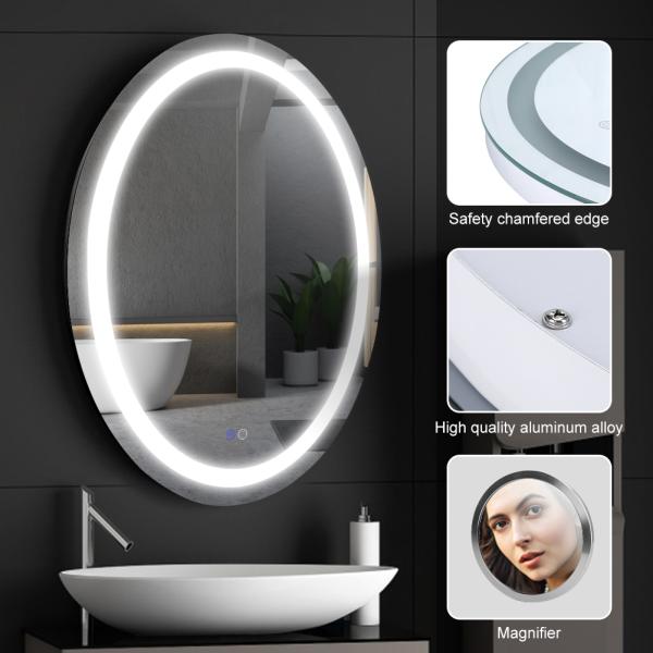 Anti Fog LED Round Bathroom Mirror 4000K LED Smart Mirror For Bathroom