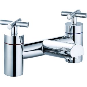 Cheap Stylish Chrome Finished Brass Basin Mixer Faucet With Double Handles T8204C for sale