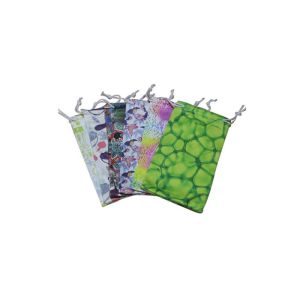 Woven Lable Microfiber Cloth Pouch Double Side Drawstring